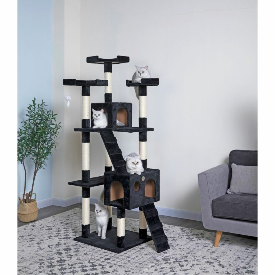 Best * Go Pet Club 72 In. Cat Tree Condo Furniture, Black