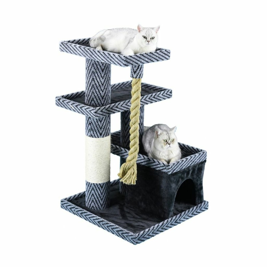 Hot * New! Go Pet Club 38 In. Sequoia Cat Tree Condo With Jungle Rope And Sisal Scratching Post, Carpet, Faux Fur