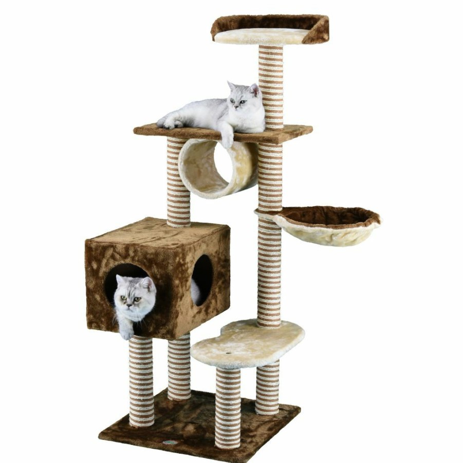 Clearance * Go Pet Club 55.75 In. Cat Tree Furniture, Beige/Brown