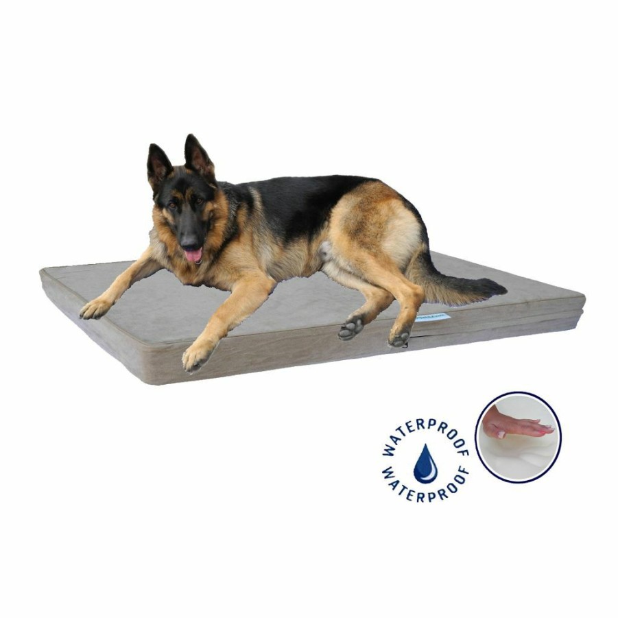 Clearance * Go Pet Club Solid Memory Foam Orthopedic Large Mattress Dog Bed With Waterproof Cover, Khaki