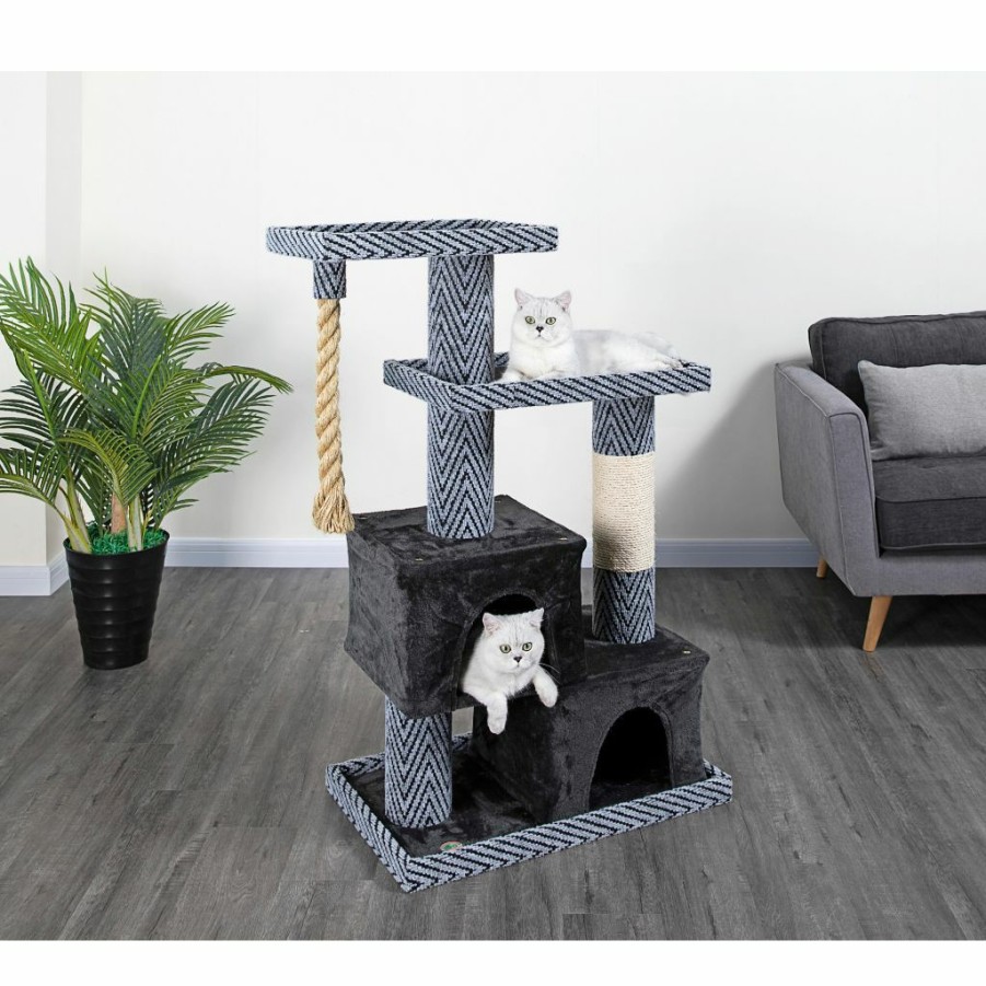 Wholesale * New! Go Pet Club 49 In. Sequoia Cat Tree House With Jungle Rope And Sisal Scratching Post, Carpet, Faux Fur