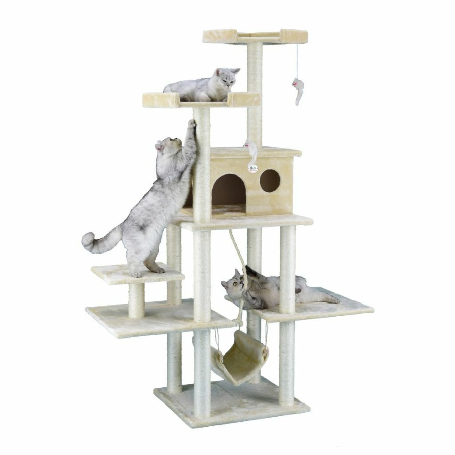 New * Go Pet Club 72 In. Cat Tree Condo Furniture, Beige