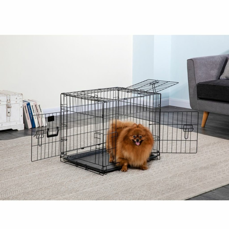 New * Go Pet Club 3-Door Metal Dog Crate With Divider, 24 In.