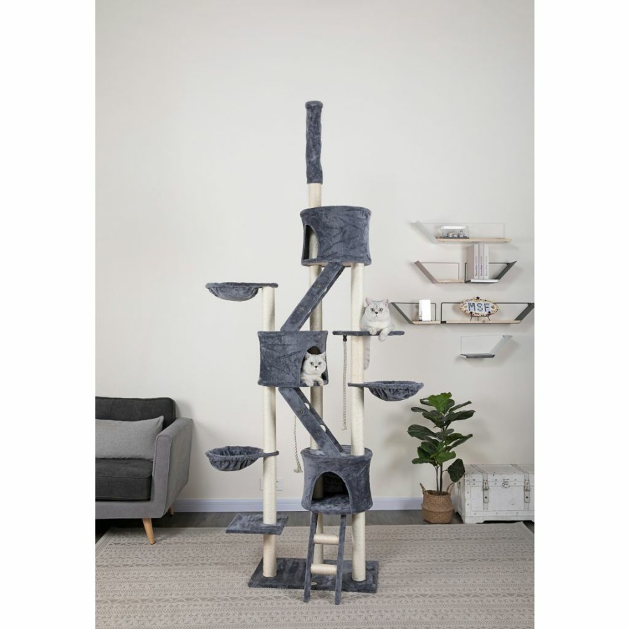 Online * New! Go Pet Club 106 In. Cat Tree House With Sisal Covered Scratching Posts, Compressed Wood, Faux Fur Finish