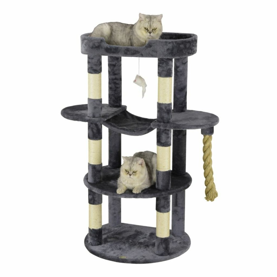 Best * New! Go Pet Club 46 In. Jungle Rope Cat Tree Scratcher With Sisal Covered Posts, Compressed Wood, Faux Fur Finish, Gray