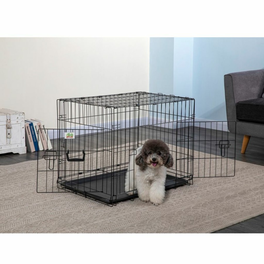 New * Go Pet Club 2-Door Metal Dog Crate With Divider, 30 In.