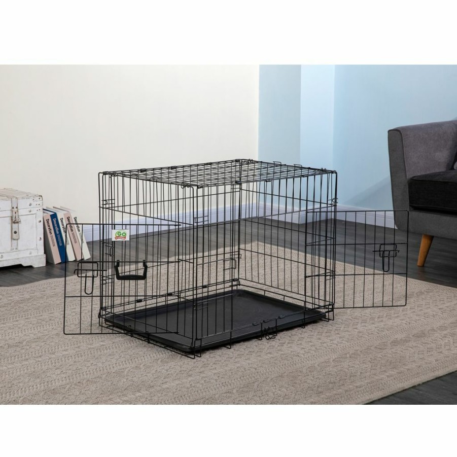 New * Go Pet Club 2-Door Metal Dog Crate With Divider, 30 In.