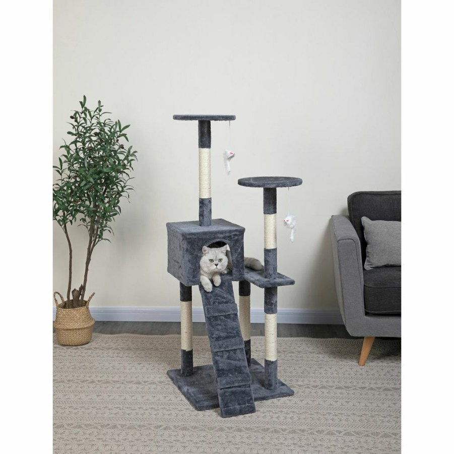 Clearance * New! Go Pet Club 52 In. Classic Cat Tree Condo With Sisal Covered Posts, Compressed Wood, Faux Fur Finish