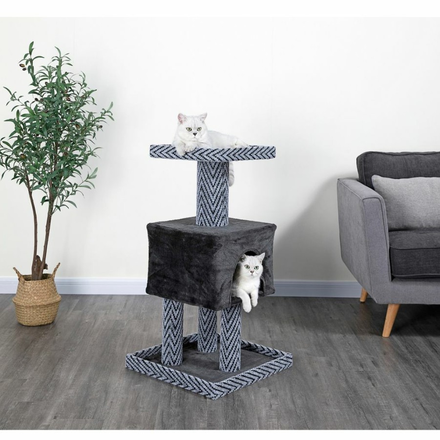 Best * New! Go Pet Club 37.25 In. Sequoia Cat Tree Condo, Carpet, Faux Fur