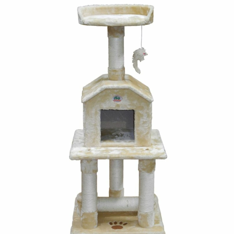 Online * Go Pet Club 45 In. Beige Cat Tree Condo Furniture, Silver Gray