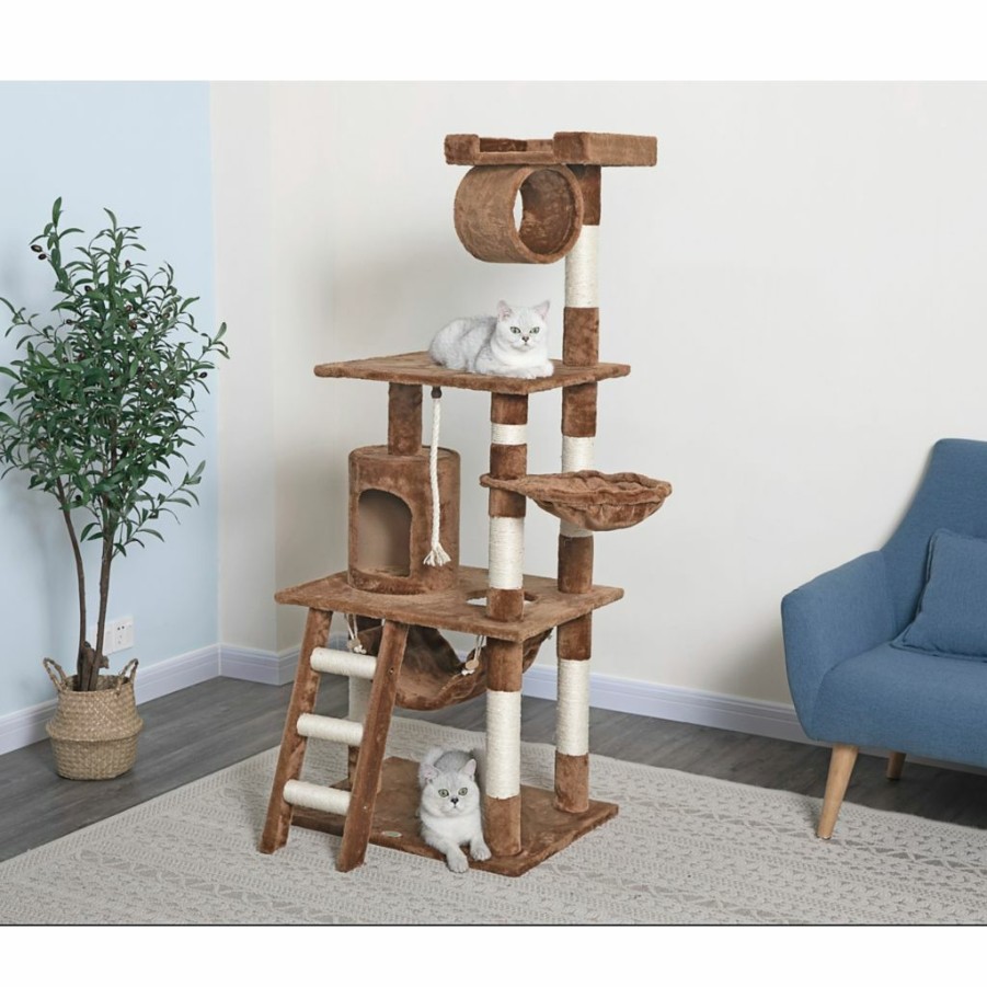 New * Go Pet Club 62 In. Cat Tree Condo Furniture, Brown