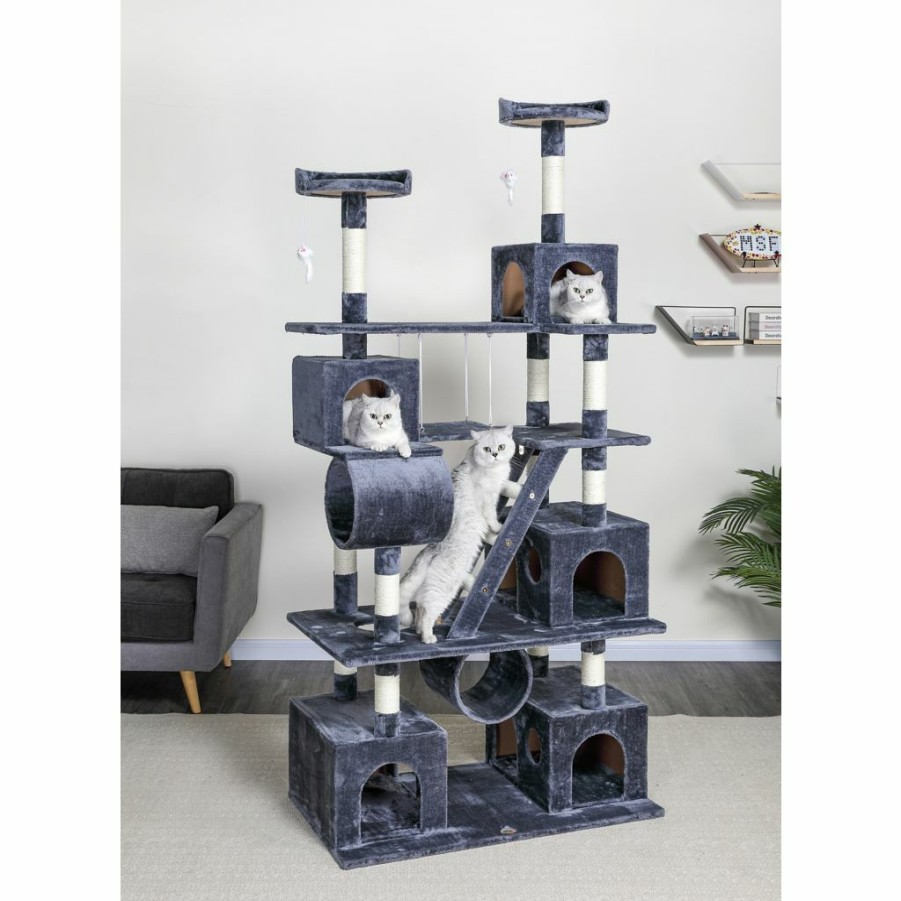 Online * New! Go Pet Club Cat Tree Climber With Swing And Sisal Scratching Post, 87 In., Compressed Wood, Faux Fur Finish