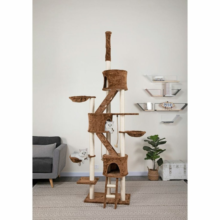 Best * Go Pet Club 106 In. Brown Cat Tree Condo Furniture