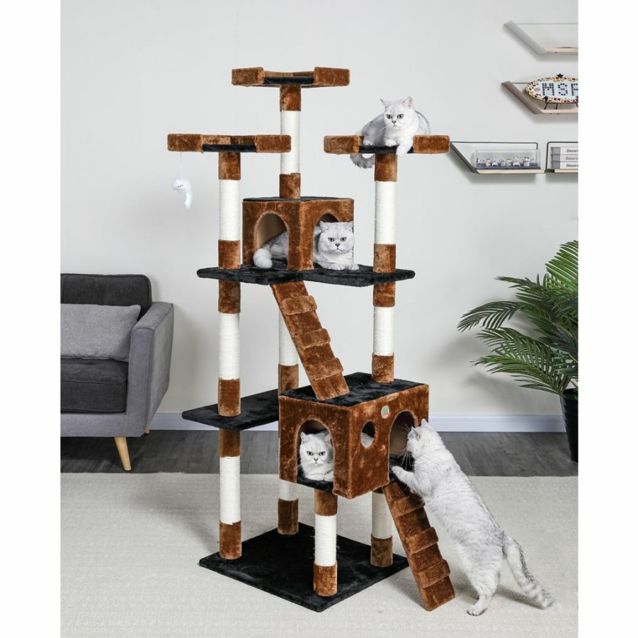 Best * Go Pet Club 72 In. Cat Tree Condo Furniture, Black/Brown