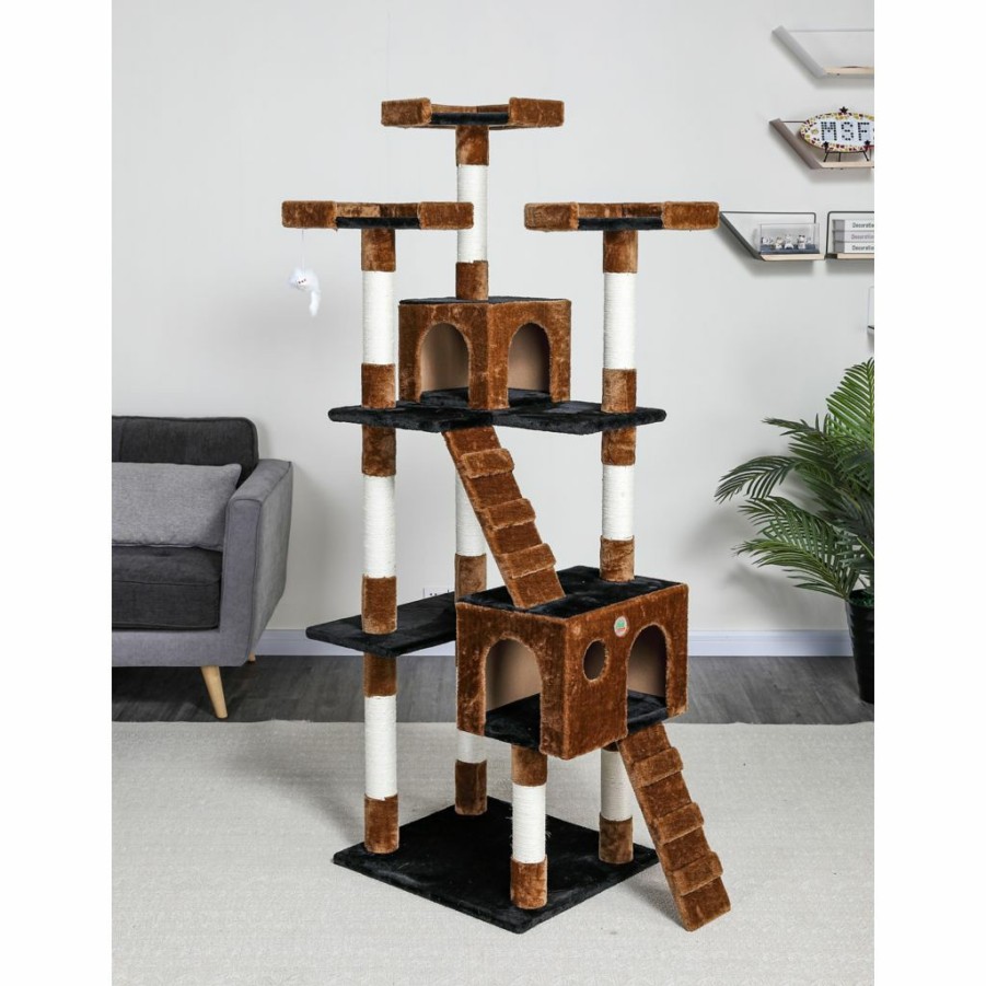 Best * Go Pet Club 72 In. Cat Tree Condo Furniture, Black/Brown