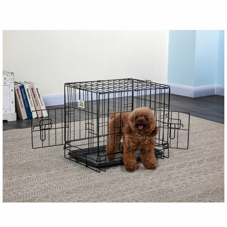 New * Go Pet Club 2-Door Metal Dog Crate With Divider, 24 In.