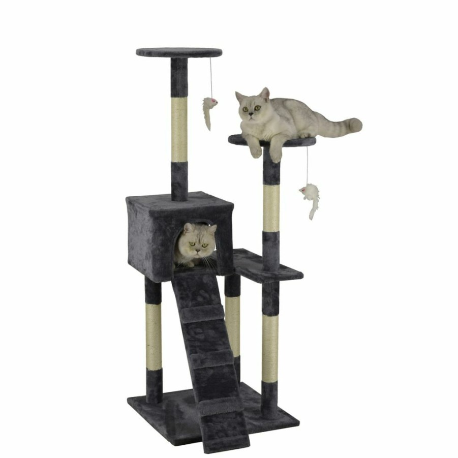 Wholesale * New! Go Pet Club 51 In. Economical Cat Tree Condo With Sisal Covered Posts, Compressed Wood, Faux Fur Finish