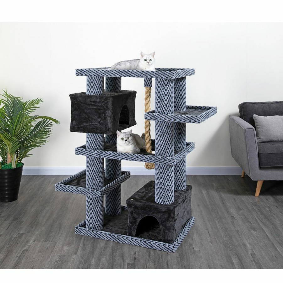 Best * New! Go Pet Club 50.5 In. Sequoia Cat Tree House With Jungle Rope, Carpet, Faux Fur