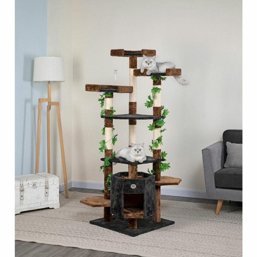 Hot * Go Pet Club 67 In. Cat Condo Climber Furniture, Black/Brown