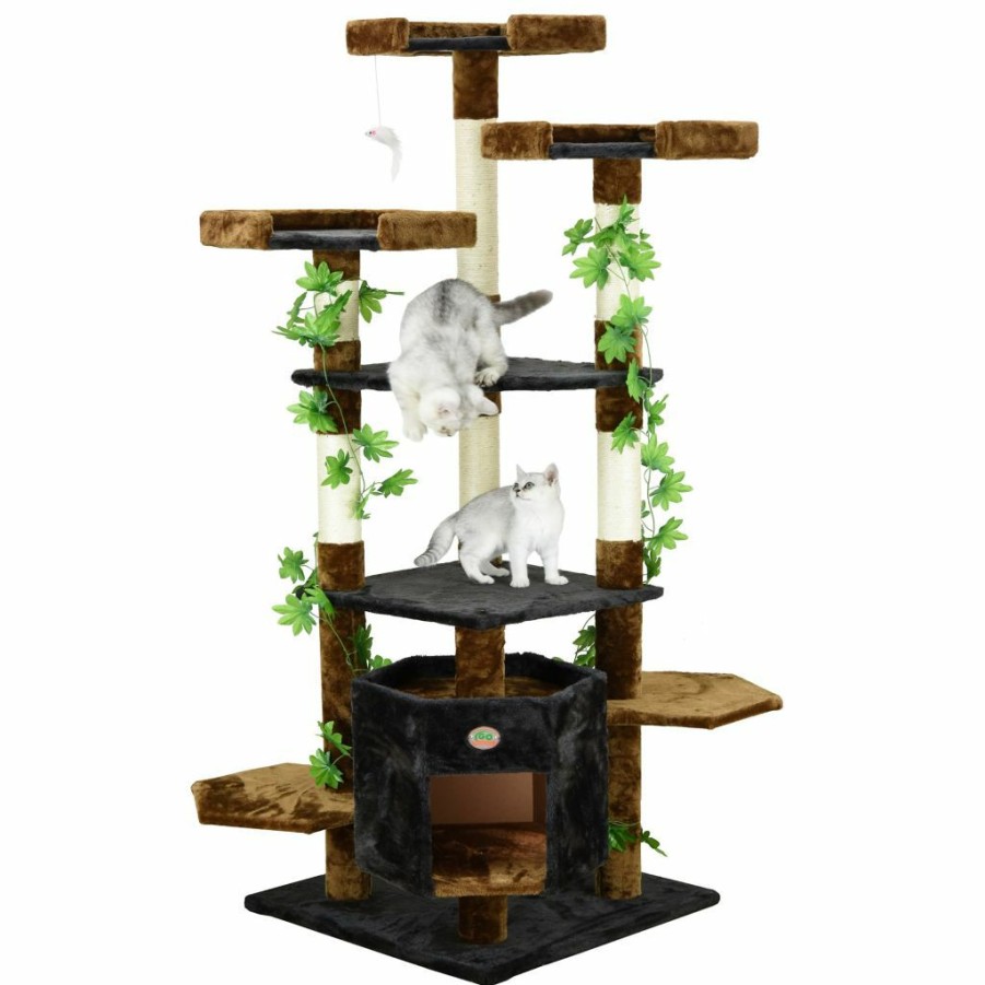 Hot * Go Pet Club 67 In. Cat Condo Climber Furniture, Black/Brown