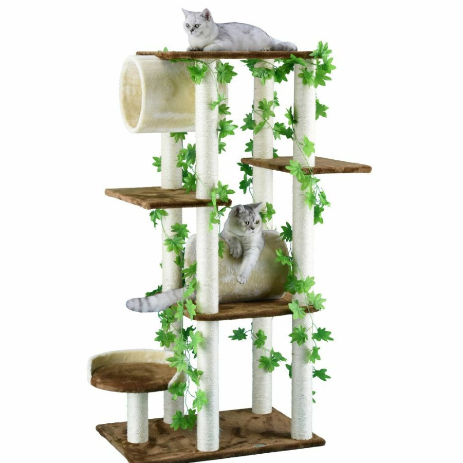 Clearance * Go Pet Club 58 In. Cat Tree Furniture, Beige/Brown