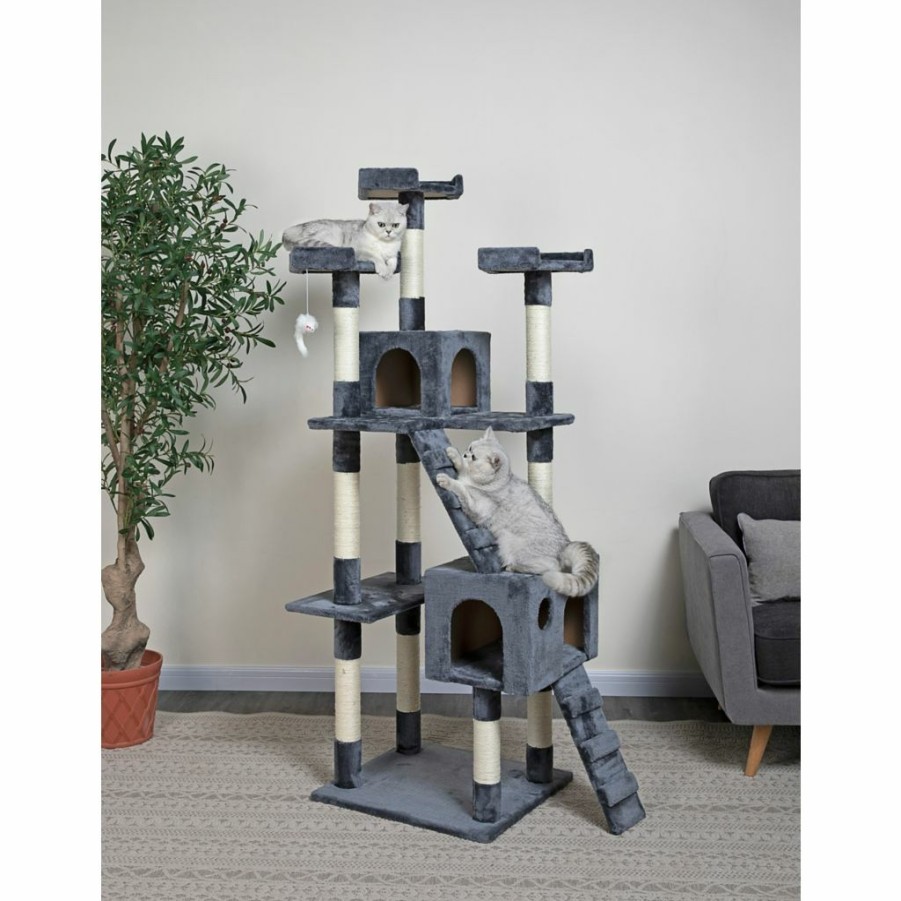 Best * New! Go Pet Club 72 In. Classic Cat Tree Furniture With Sisal Scratching Posts, Compressed Wood, Faux Fur Finish