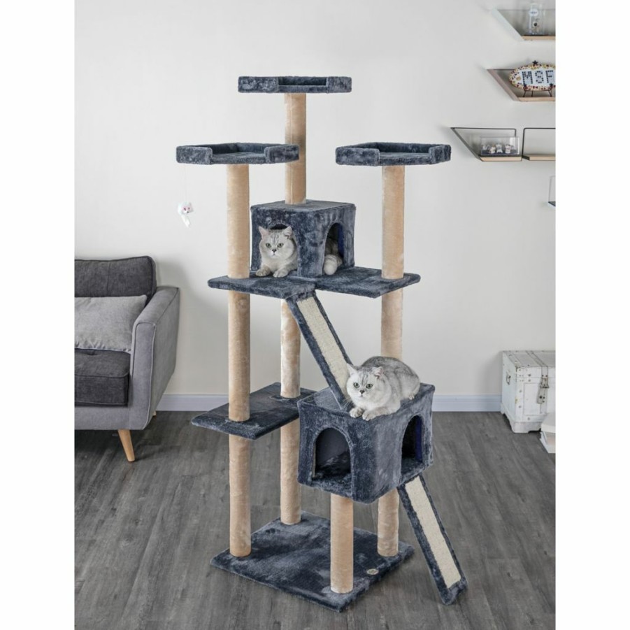 Wholesale * Go Pet Club 71 In. Kitten Cat Tree House With Sisal Scratching Board, Compressed Wood, Faux Fur Finish