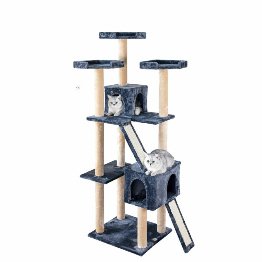 Wholesale * Go Pet Club 71 In. Kitten Cat Tree House With Sisal Scratching Board, Compressed Wood, Faux Fur Finish