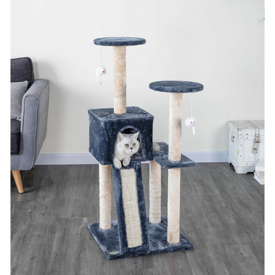 Hot * Go Pet Club 44 In. Kitten Cat Tree With Scratching Board, Compressed Wood, Faux Fur Finish