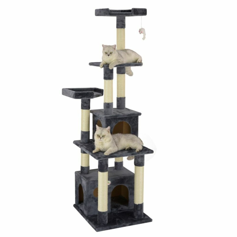 Best * New! Go Pet Club 67 In. Classic Cat Tree Condo Furniture With Sisal Scratching Posts, Compressed Wood, Faux Fur Finish