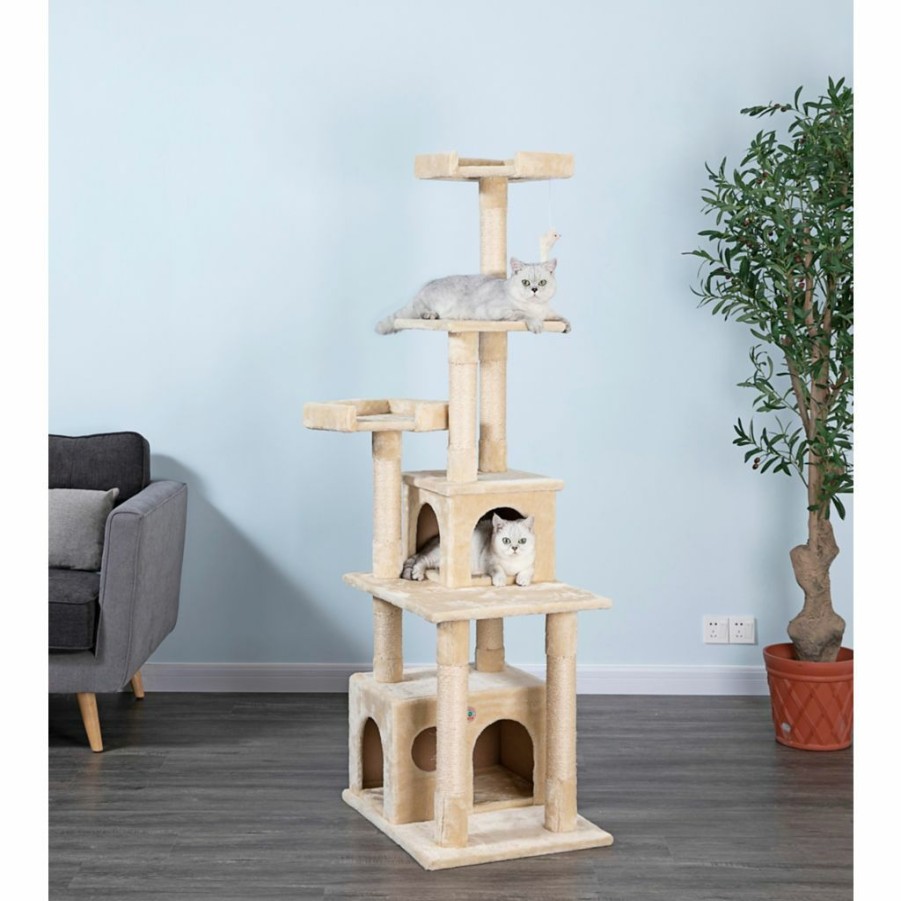 Online * Go Pet Club 67.25 In. Cat Tree Furniture Condo, Beige