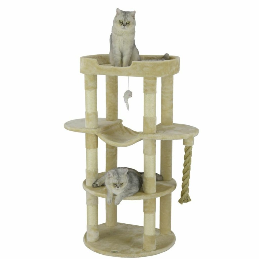 New * New! Go Pet Club 46 In. Jungle Rope Cat Tree Scratcher With Sisal Covered Posts, Compressed Wood, Faux Fur Finish, Beige