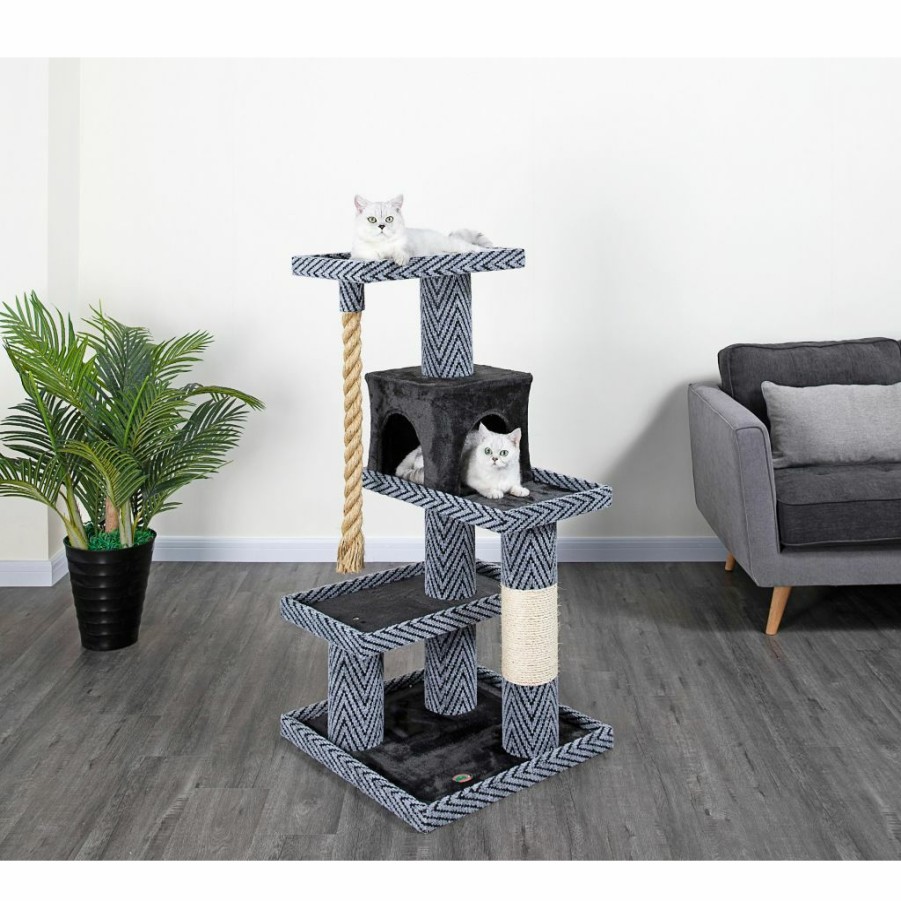 Clearance * New! Go Pet Club 49.5 In. Sequoia Cat Tree Condo With Jungle Rope And Sisal Scratching Post, Carpet, Faux Fur