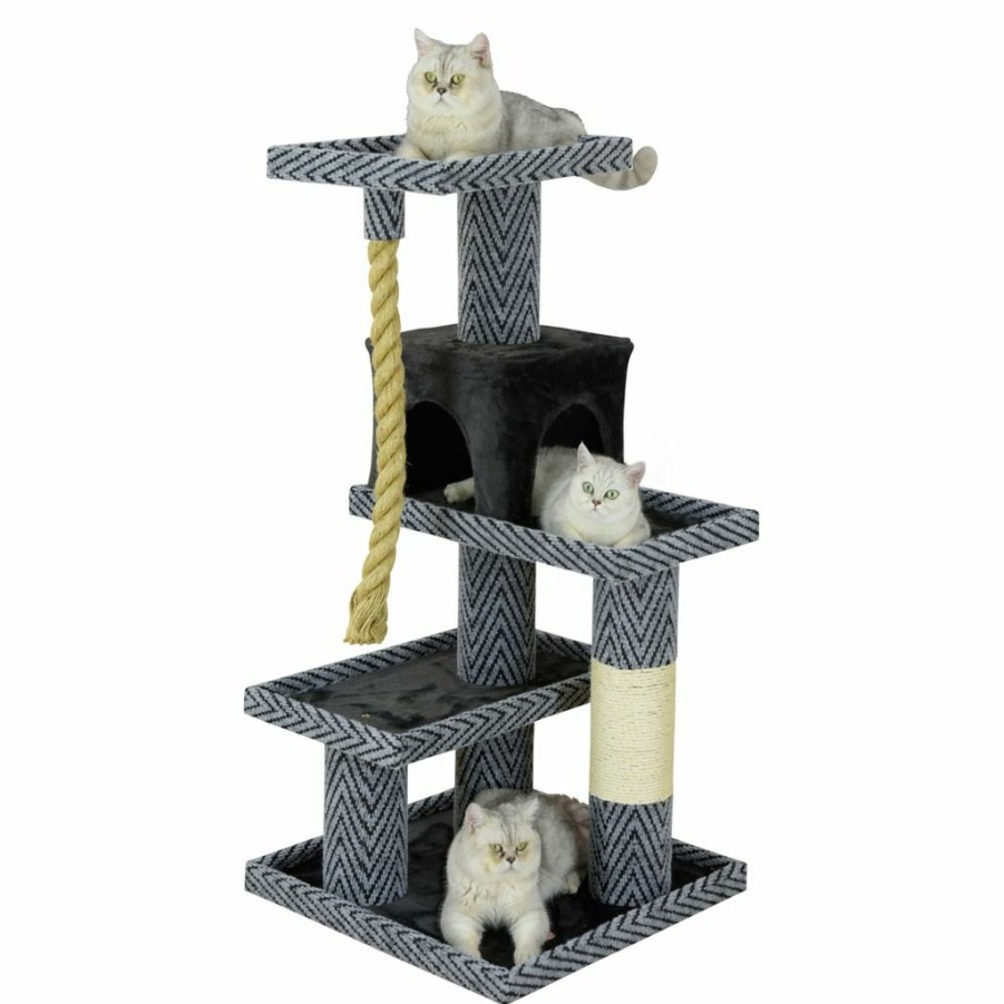 Clearance * New! Go Pet Club 49.5 In. Sequoia Cat Tree Condo With Jungle Rope And Sisal Scratching Post, Carpet, Faux Fur