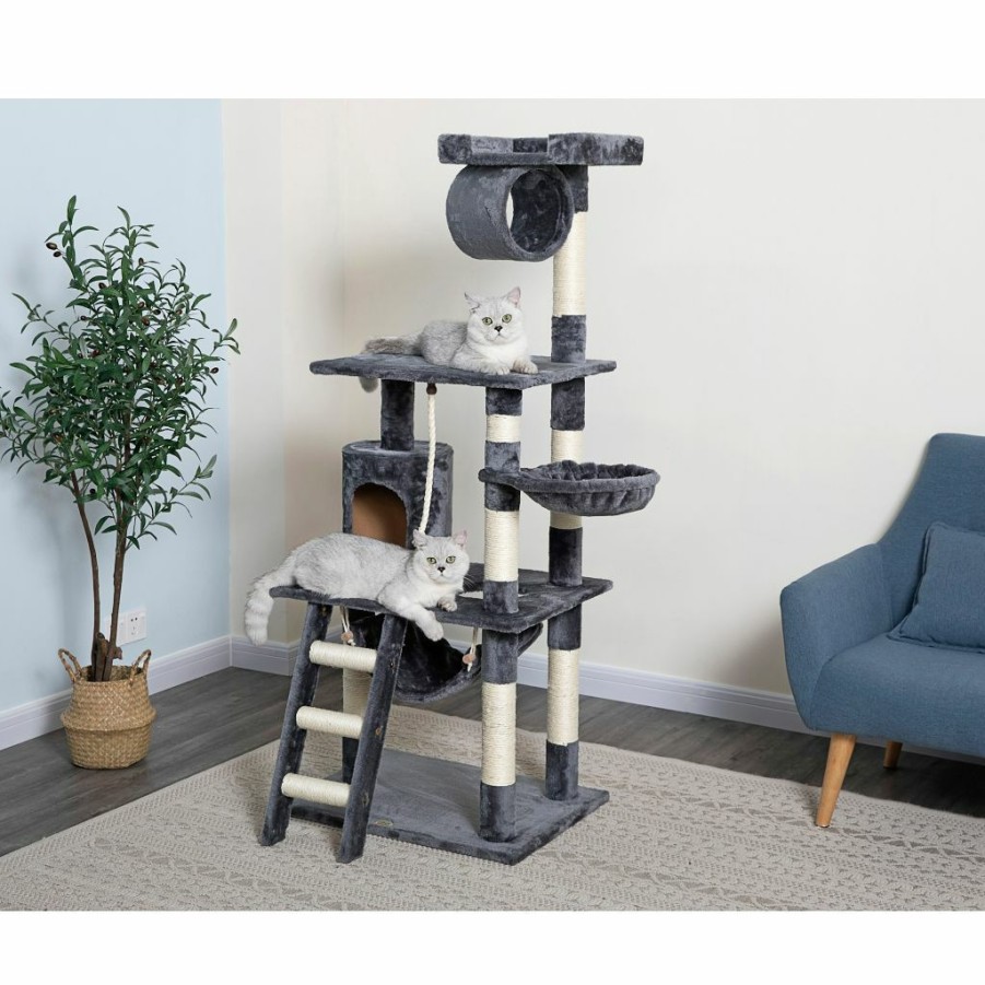 Wholesale * New! Go Pet Club 62 In. Classic Cat Tree With Sisal Covered Posts, Compressed Wood, Faux Fur Finish