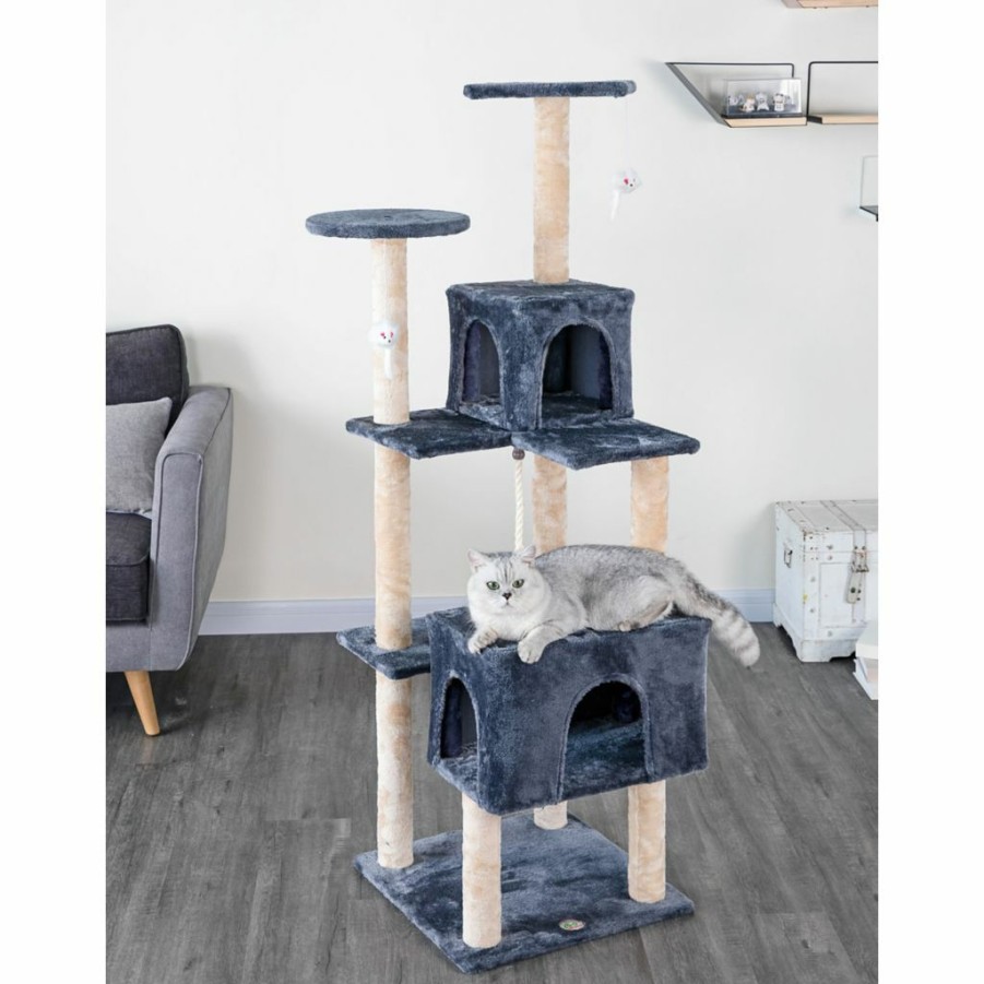 Online * Go Pet Club 61 In. Kitten Cat Tree House, Compressed Wood, Faux Fur Finish